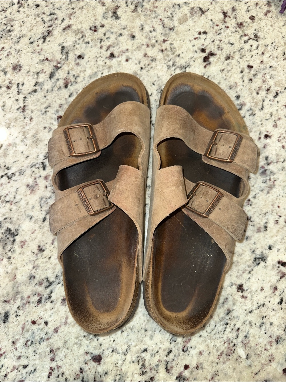 Men's Dual-Buckle Leather Birkenstock Sandals in Brown